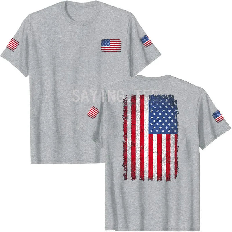 American Flag T-Shirt Men July 4th Patriotic USA Stars and Stripes Tee Defend The Police Sayings Graphic Tee Tops Men Clothing