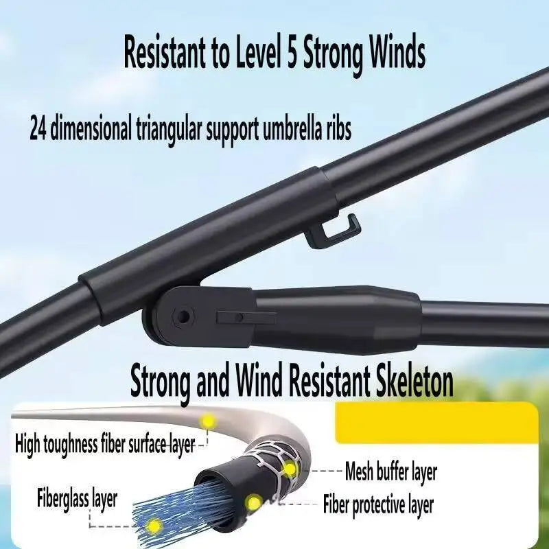 New Version Fishing Umbrella with Mechanical Arm Adjustment Big Beach Umbrella Large Parasol Outdoor Sunshade Protector