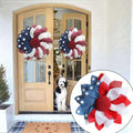 40cm Patriotic Flower Wreath 4th Of July American Flag Wreath Red White Blue Star Wreath Front Door Home Wall Porch Independence