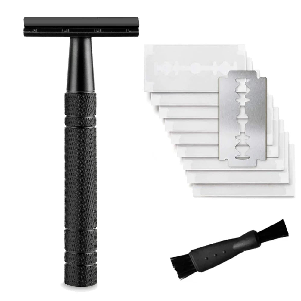 Double Edge Safety Razor for Women, with 10 pcs Safety Razor Blades Single Blade Razor Reusable Travel Essentials Women Razor