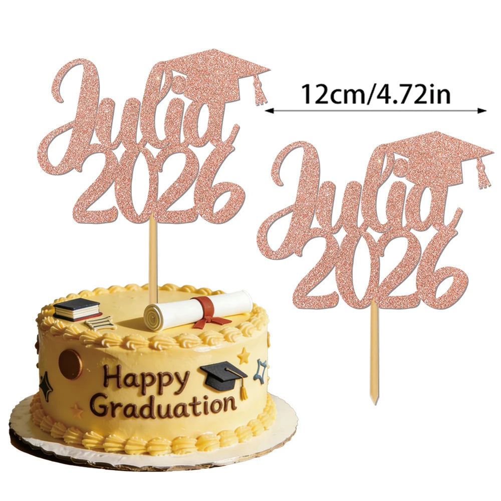 1pcs Customized graduation cake decorations for the Class of 2026, with customizable names, perfect for graduation parties decor