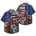 Men's Patriotic July 4th Button-Up Shirt American Flag Eagle Print Short Sleeve Casual Top for Independence Day Celebrations