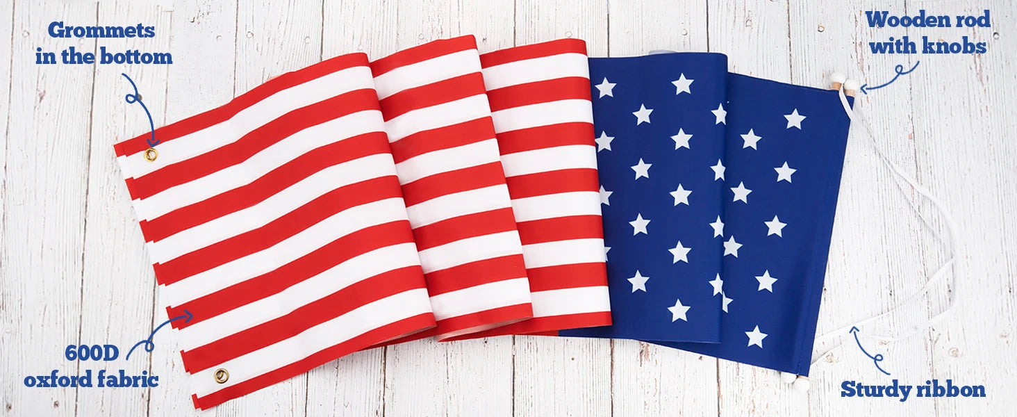 Fourth of July Outdoor Decorations - Hang American flag banners Stars and Stripes porch signs - Patriotic Memorial Day