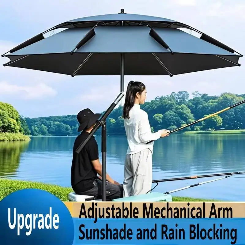 New Version Fishing Umbrella with Mechanical Arm Adjustment Big Beach Umbrella Large Parasol Outdoor Sunshade Protector