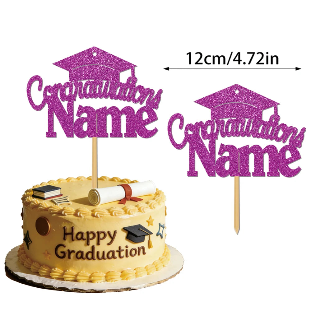 Personalized graduation cake decorations, customizable with your name, are the perfect choice for your 2026 graduation party.