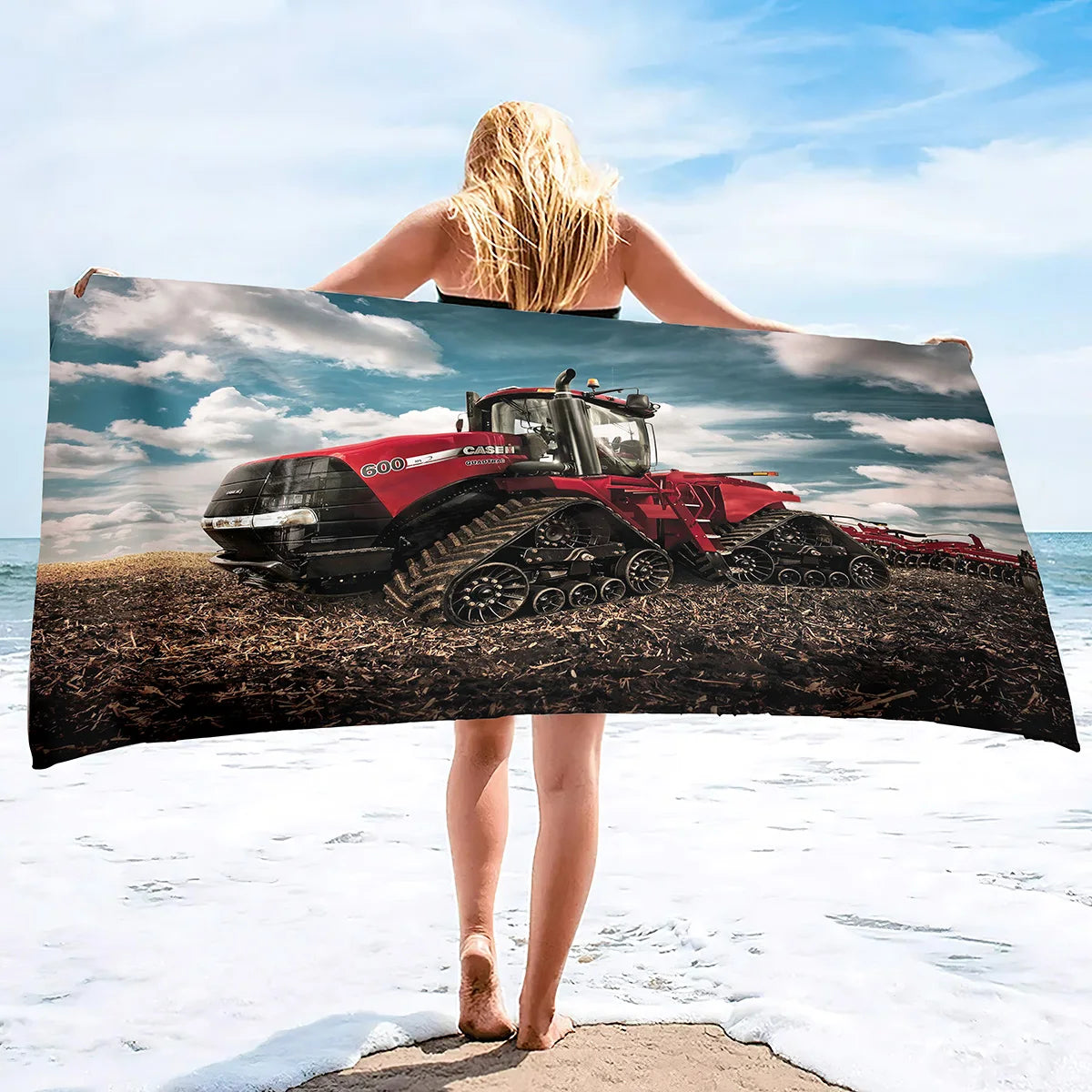 Microfiber Tractor Beach Towel, Sand Free Agricultural Vehicle Beach Towels Oversized, Quick Dry Soft Bath Towels for Sports
