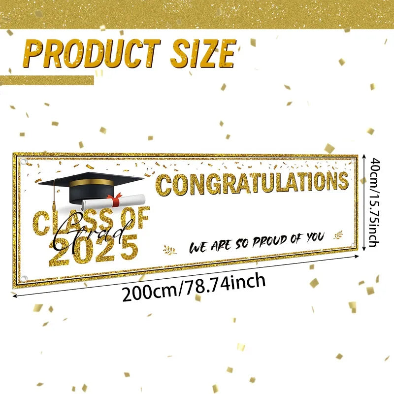 1pcs Graduation Decorats Congratulations Graduate Banner Class of 2025 Personalized Banner Yard Sign You Can DIY Your Name Gifts