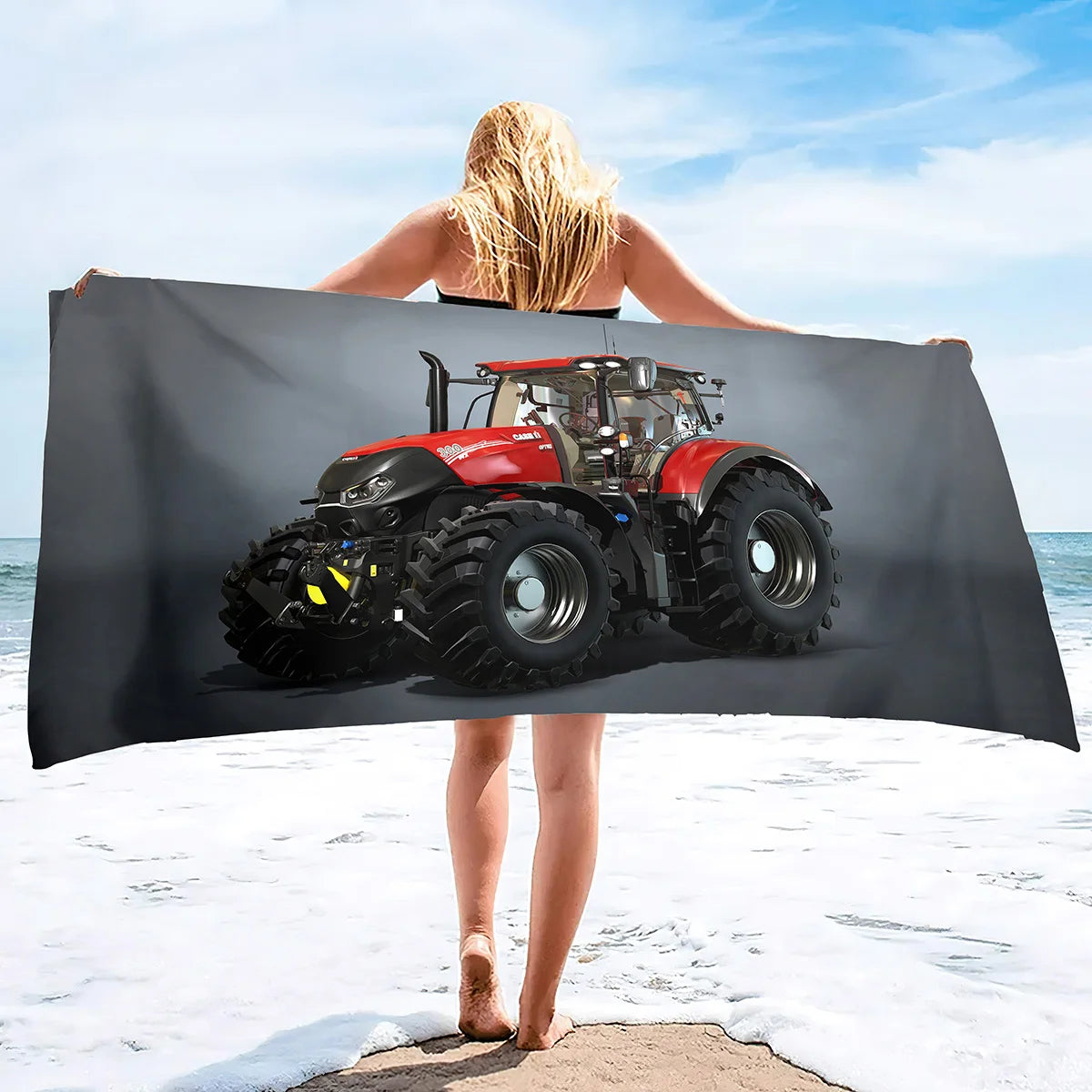 Microfiber Tractor Beach Towel, Sand Free Agricultural Vehicle Beach Towels Oversized, Quick Dry Soft Bath Towels for Sports