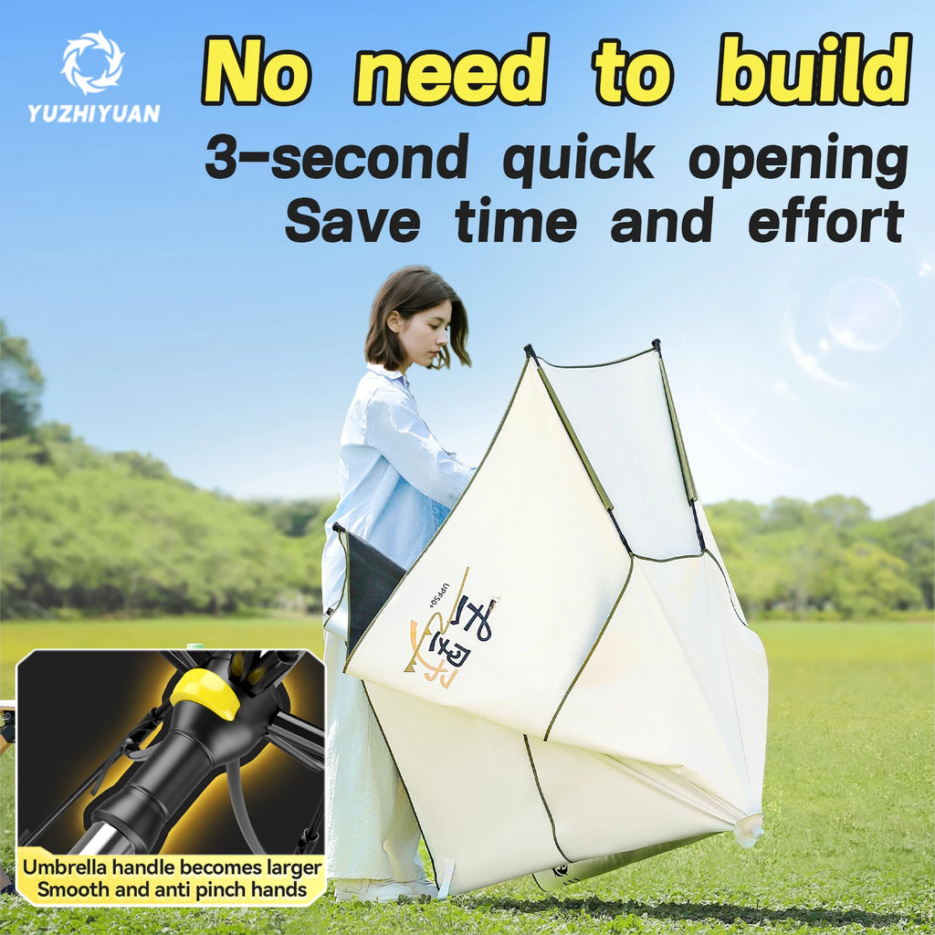 Large Square Fishing Umbrella | Beach Sun Umbrella UPF 50+ Sun UV Protection Waterproof Windproof Foldable Portable Adjustable