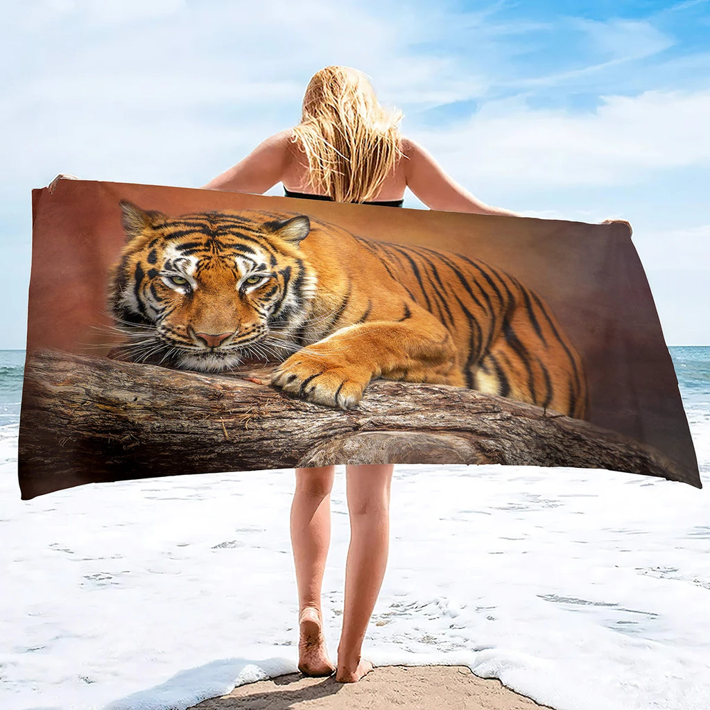 Oversized Beach Towel Pool Towels Microfiber Quick Dry Swim Towel Blanket Large Microfiber Sand Free Beach Towels Tiger Print