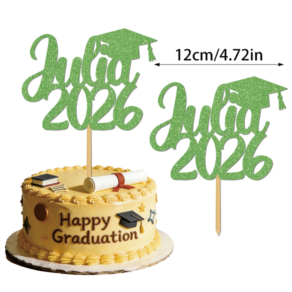 1pcs Customized graduation cake decorations for the Class of 2026, with customizable names, perfect for graduation parties decor