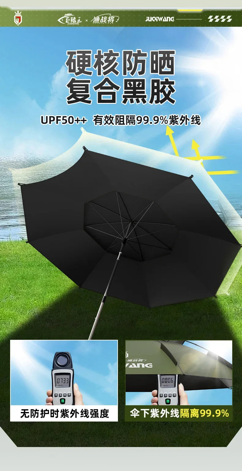 2.0-2.6M New Fishing Umbrella Upgraded Stainless Steel Mechanical Adjustment Fishing Parasol Sunshade  Large Beach Umbrella