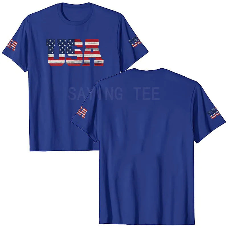 American Flag T-Shirt Men July 4th Patriotic USA Stars and Stripes Tee Defend The Police Sayings Graphic Tee Tops Men Clothing