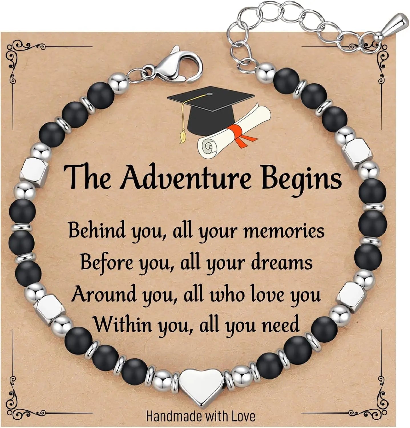 2026 Graduation Bracelet Gift for Her Graduation Bracelets for Women Girls Middle High School College Graduates Meaningful Cards