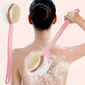 Soft Loofah And Bristles Bath Body Brush For Women And Men - Curved Long Handled Shower Brush For Body, Face, And Spa Washing