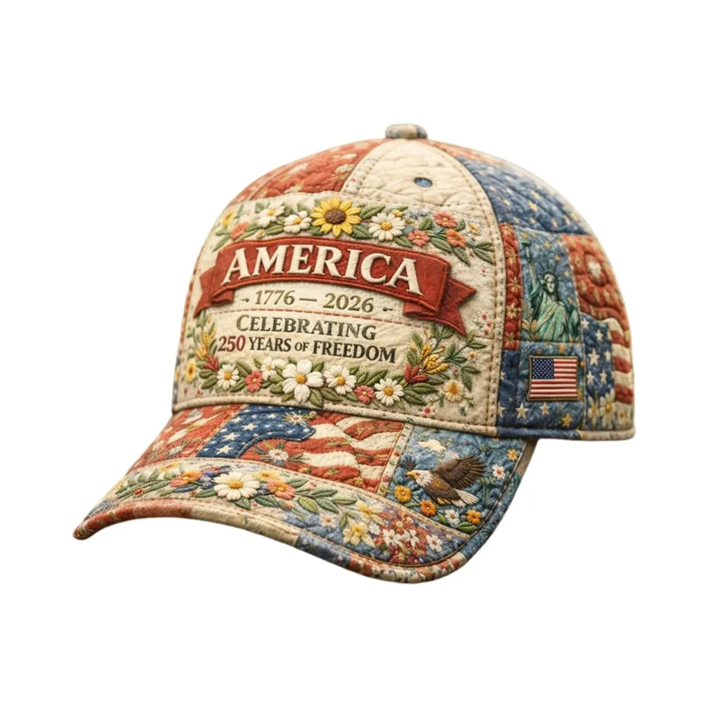 USA Patriotic Baseball Cap 1776-2026 250th Anniversary Vintage Floral Embroidered Unisex Hat for Fourth of July
