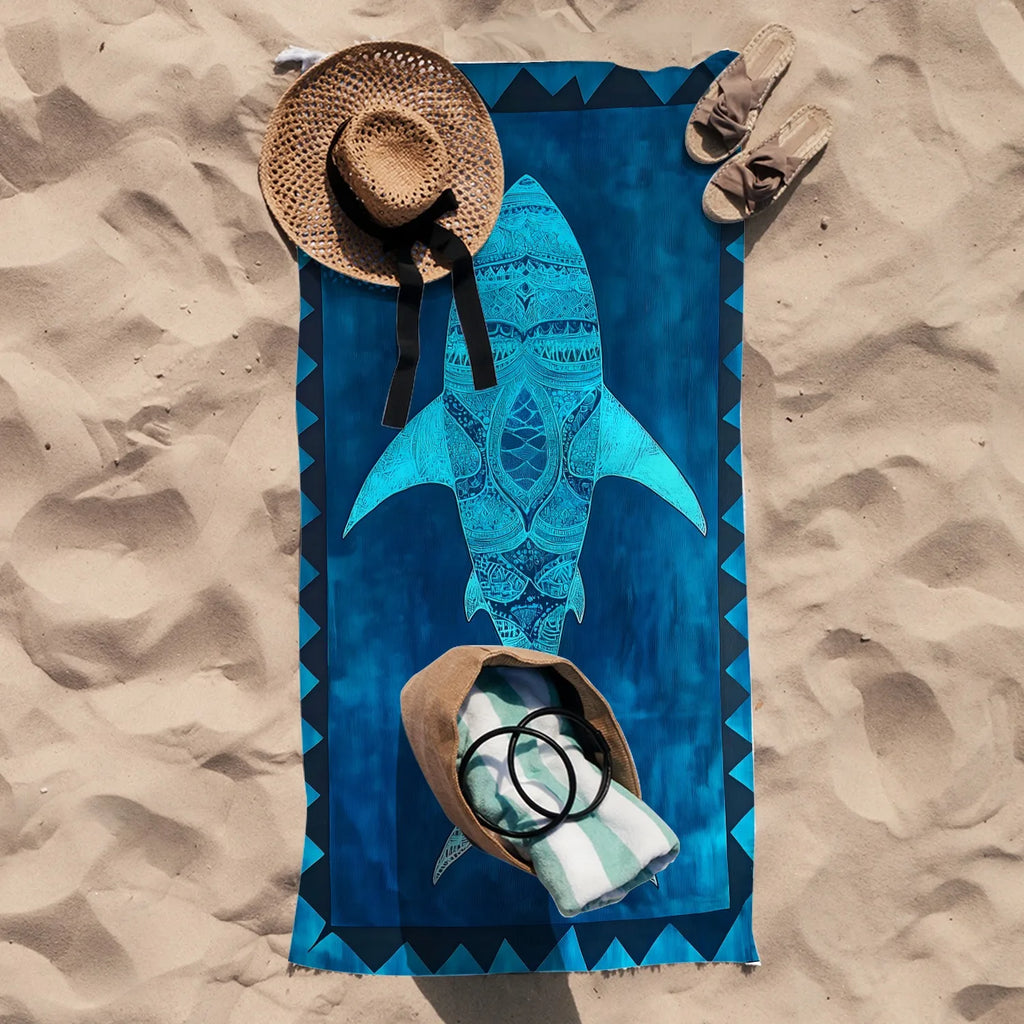 Exquisite Shark-Patterned Beach Towel for Summer Fun! Suitable for towels, bath towels, beach towels