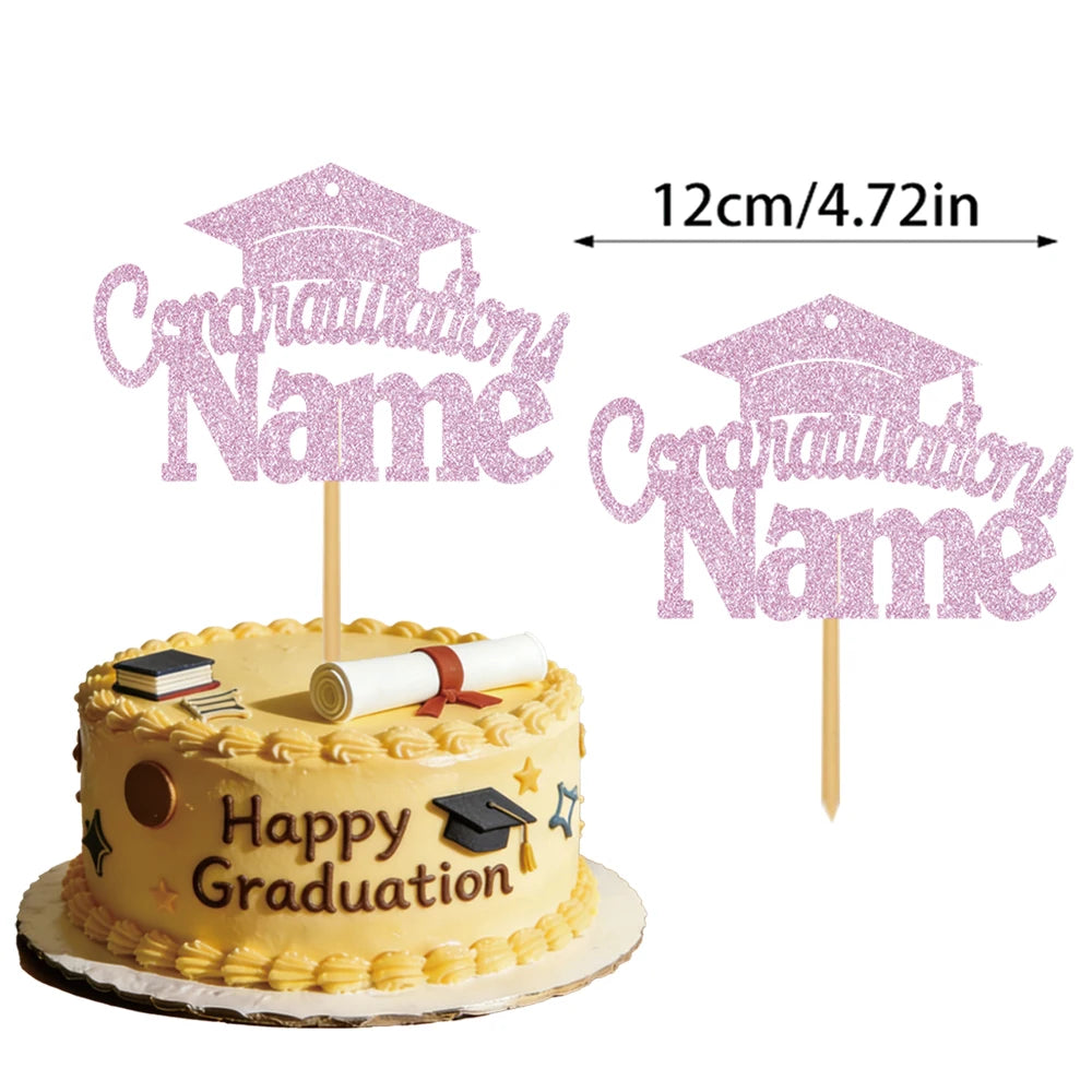 Personalized graduation cake decorations, customizable with your name, are the perfect choice for your 2026 graduation party.