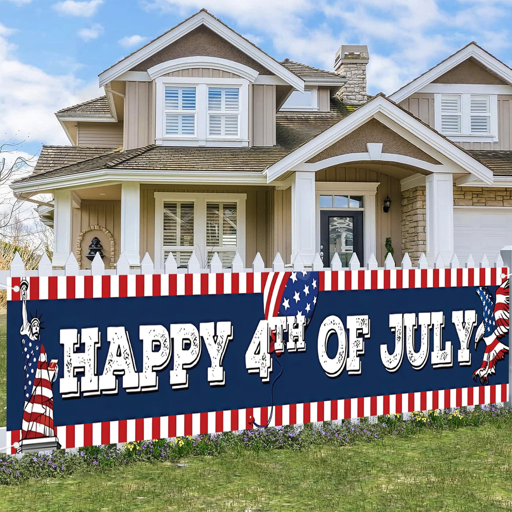 Happy 4th of July Banner, America Independence Day Banner,July 4th Decorations for Outside | 4th of July Party Decorations