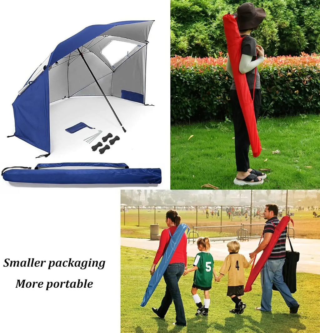 Windproof Beach Umbrella UPF 50+ With Sand Anchor & Tilt Portable Foldable Sunshade For Patio Garden Pool Backyard Lawn Outdoor