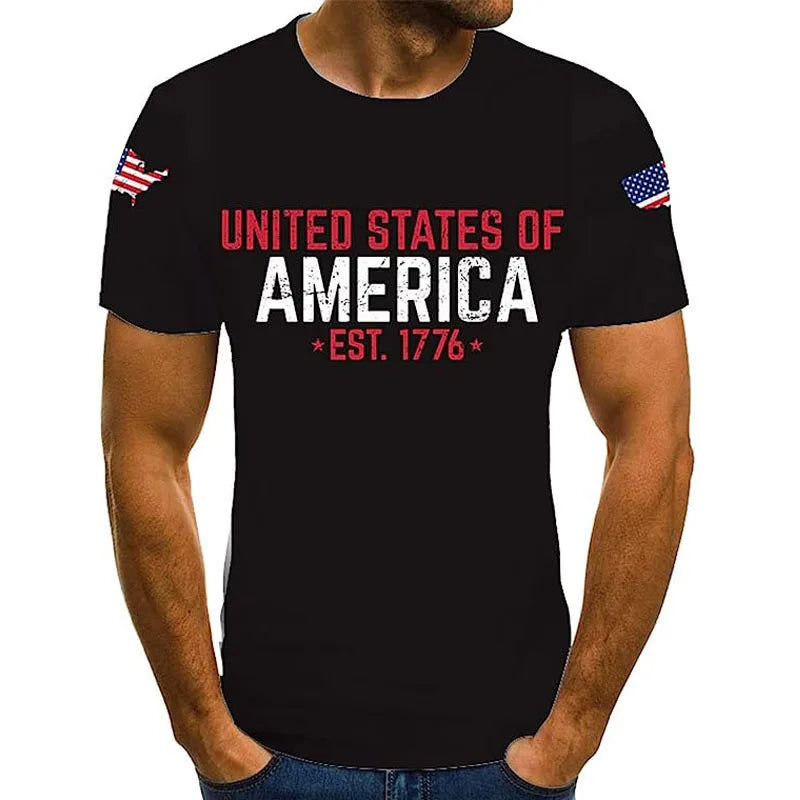 American Flag T-Shirt Men July 4th Patriotic USA Stars and Stripes Tee Defend The Police Sayings Graphic Tee Tops Men Clothing