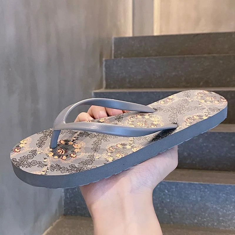 EOFK Women Flip Flops Summer New Outside Slippers PVC Soft Shoes Casual Shinny Pear Color Beach Plus Size 45 Flat with Solid
