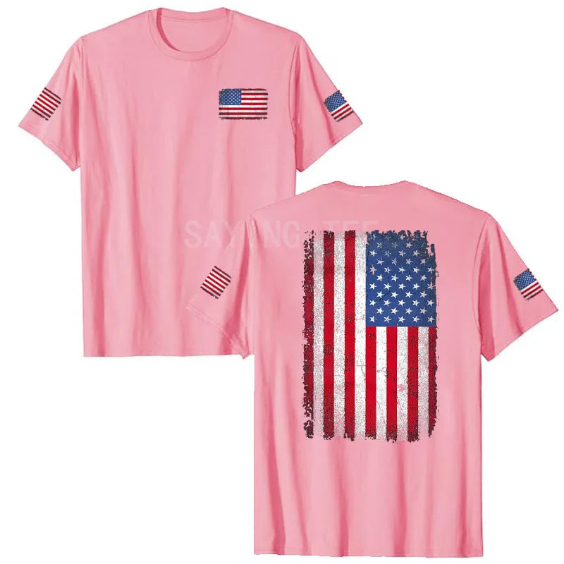 American Flag T-Shirt Men July 4th Patriotic USA Stars and Stripes Tee Defend The Police Sayings Graphic Tee Tops Men Clothing