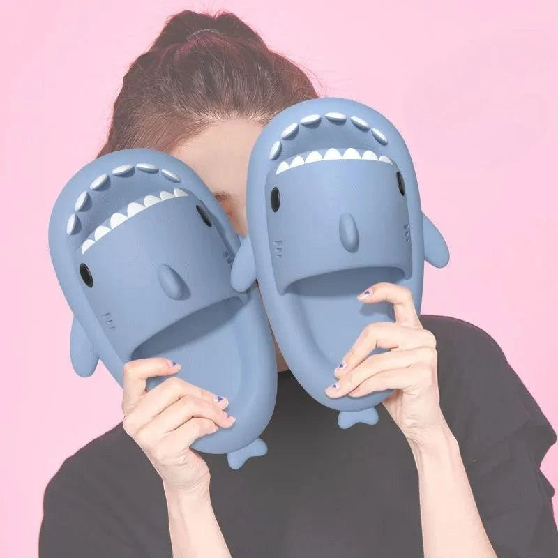 Cute Summer Shark Slippers Women Shark Slides Men Home Bathroom Sandals Kids Casual Anti-skid EVA Shoes Couple Funny Flip Flops