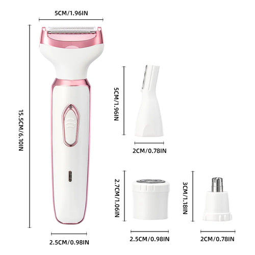 4 In 1 Electric Lady Shaver, Body Hair Removal Epilator, Painless Cordless Trimmer Razor, Gifts For Women