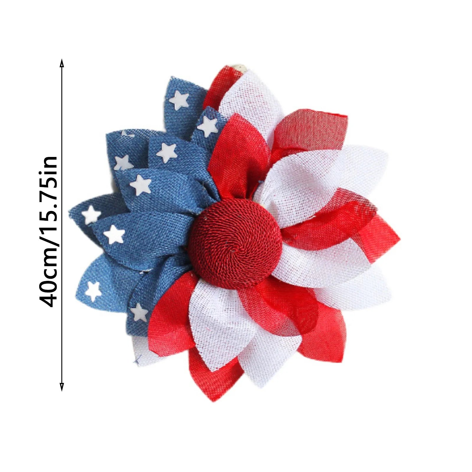40cm Patriotic Flower Wreath 4th Of July American Flag Wreath Red White Blue Star Wreath Front Door Home Wall Porch Independence