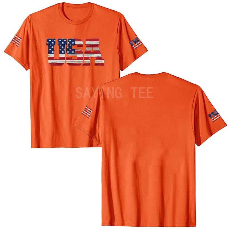 American Flag T-Shirt Men July 4th Patriotic USA Stars and Stripes Tee Defend The Police Sayings Graphic Tee Tops Men Clothing