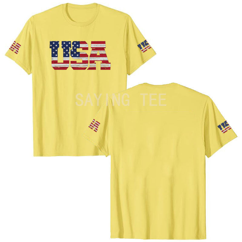 American Flag T-Shirt Men July 4th Patriotic USA Stars and Stripes Tee Defend The Police Sayings Graphic Tee Tops Men Clothing