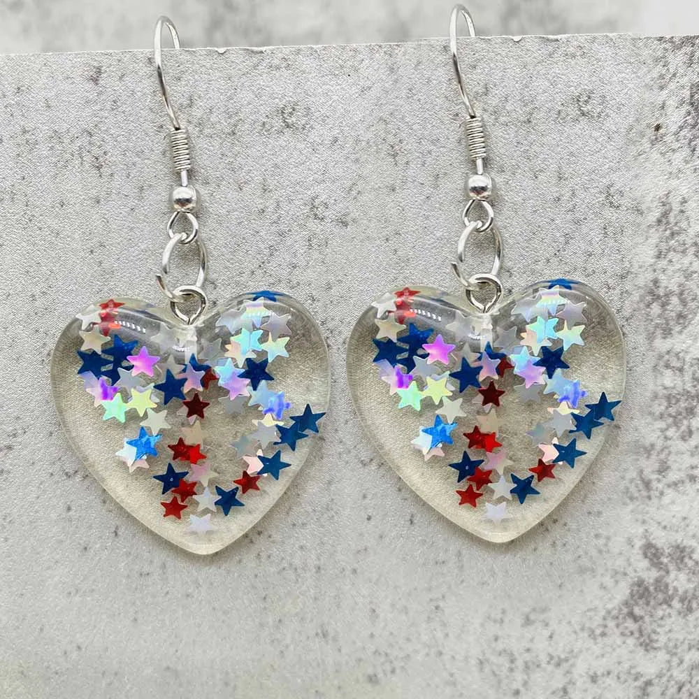 Patriotic Earrings 4th of July Earrings American Flag Sunflowe Acrylic Earrings for Women Independence Day Party Jewelry Gifts