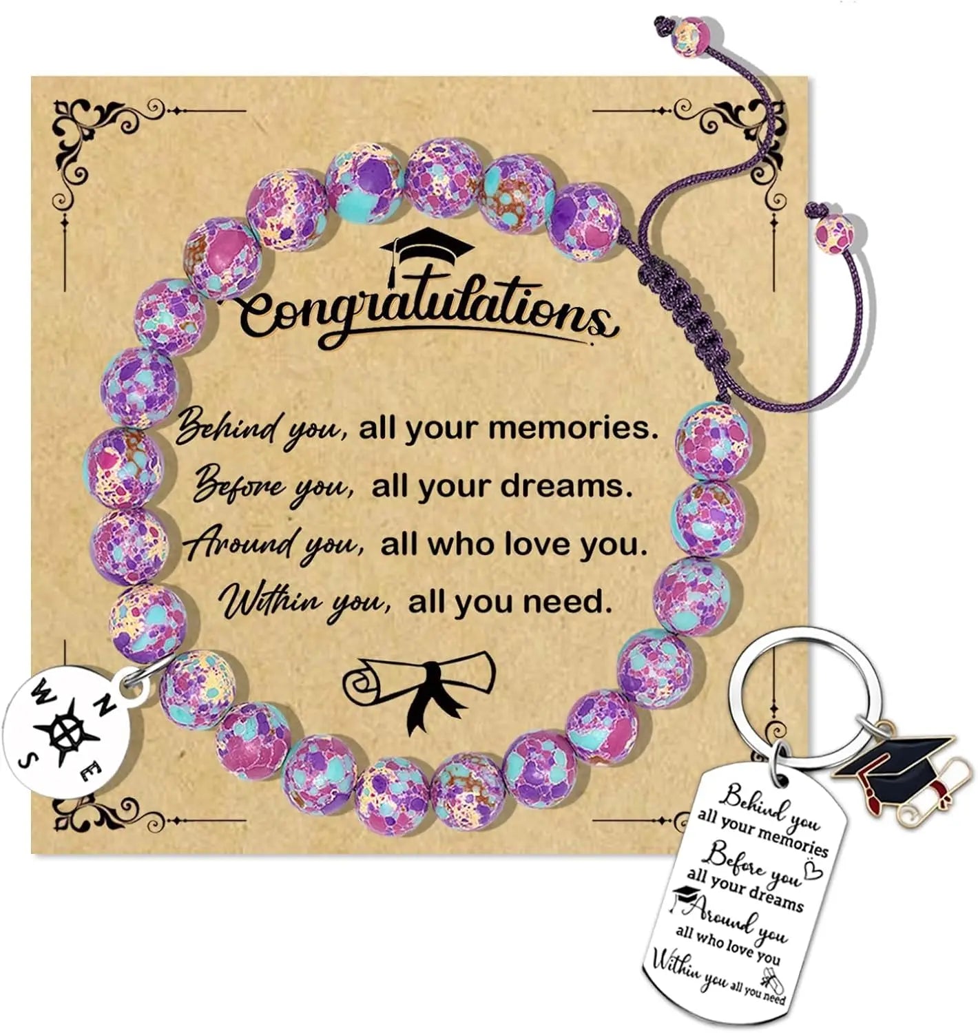2026 Graduation Gift for Her Him Inspirational Graduation Gifts Bracelets Keychain Graduation Jewelry for Best Friend Student