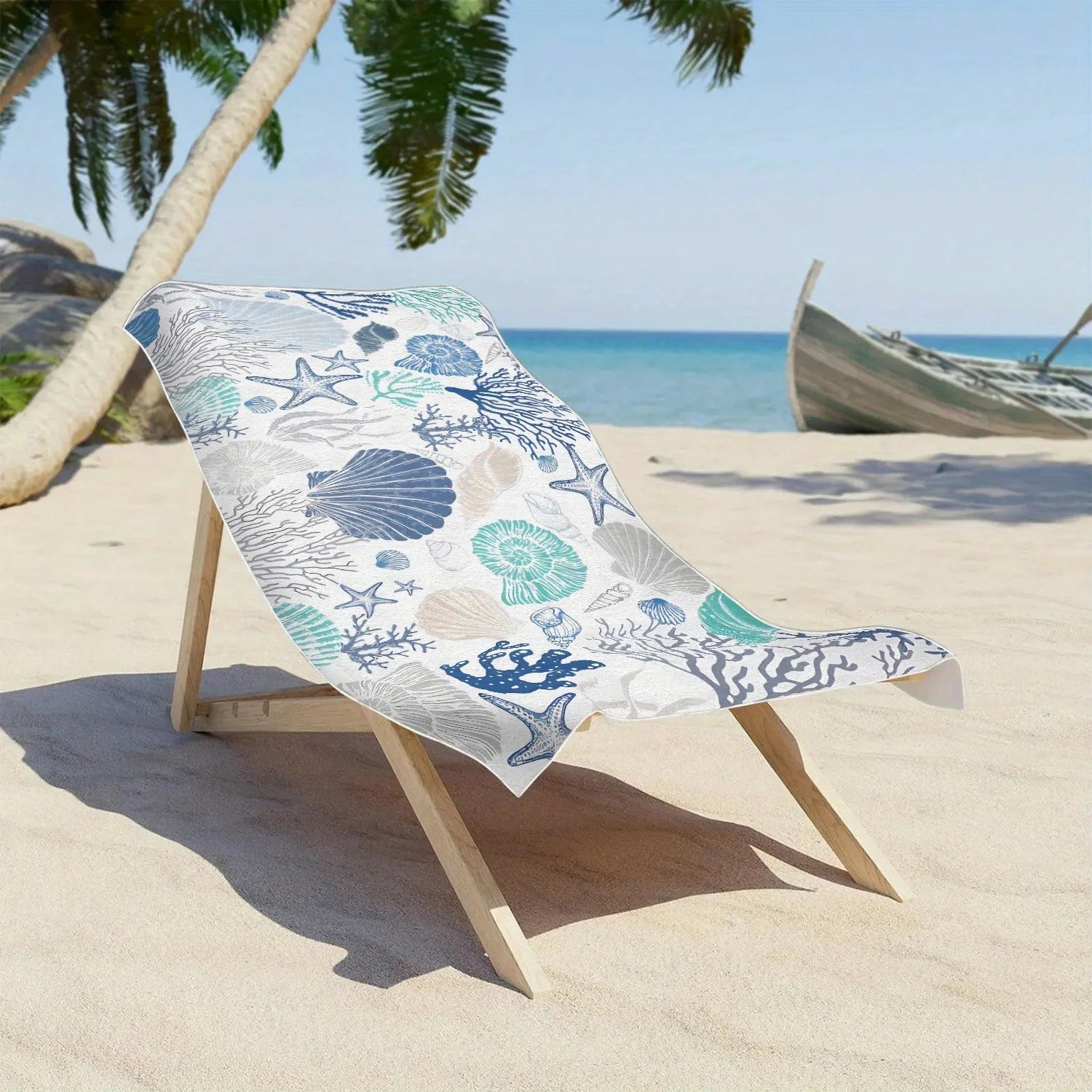 Coastal Seashell & Coral Beach Towel: Dive into Summer Vibes! Suitable for towels, bath towels, beach towels