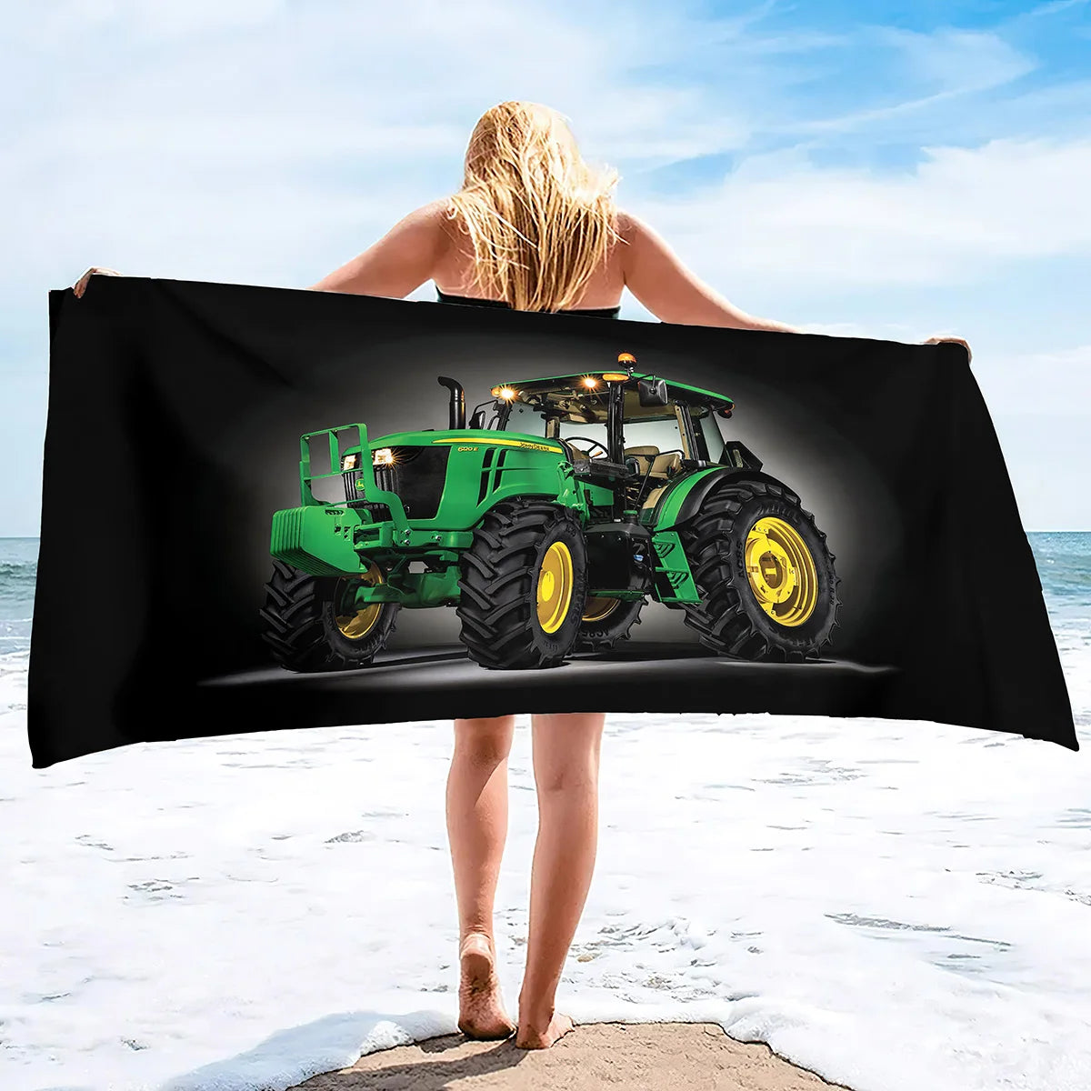 Microfiber Tractor Beach Towel, Sand Free Agricultural Vehicle Beach Towels Oversized, Quick Dry Soft Bath Towels for Sports