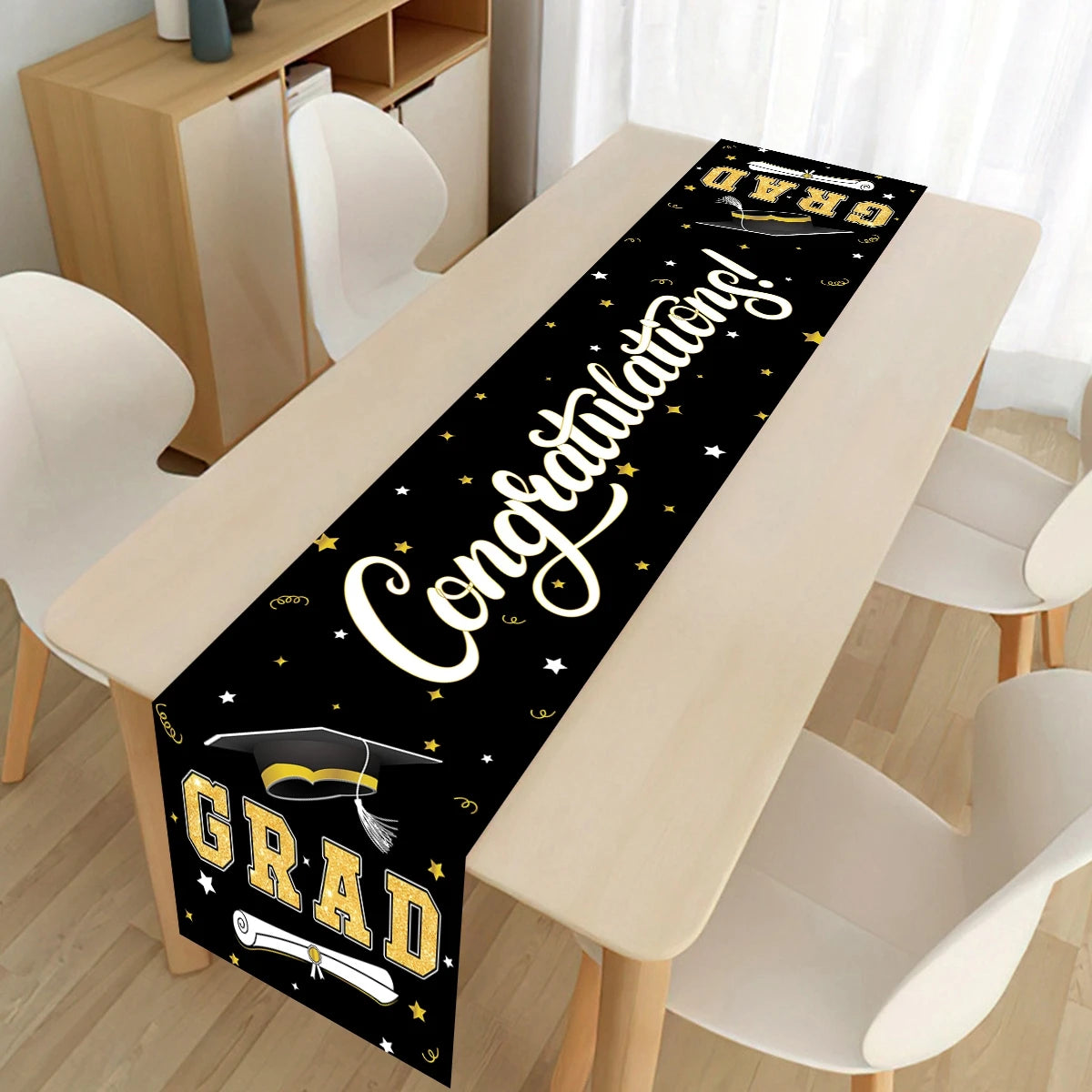 Graduation Season Table Runner Congrats Grad Party Decor Class of 2026 Dining Table Cover Grad Celebration Party Supplies