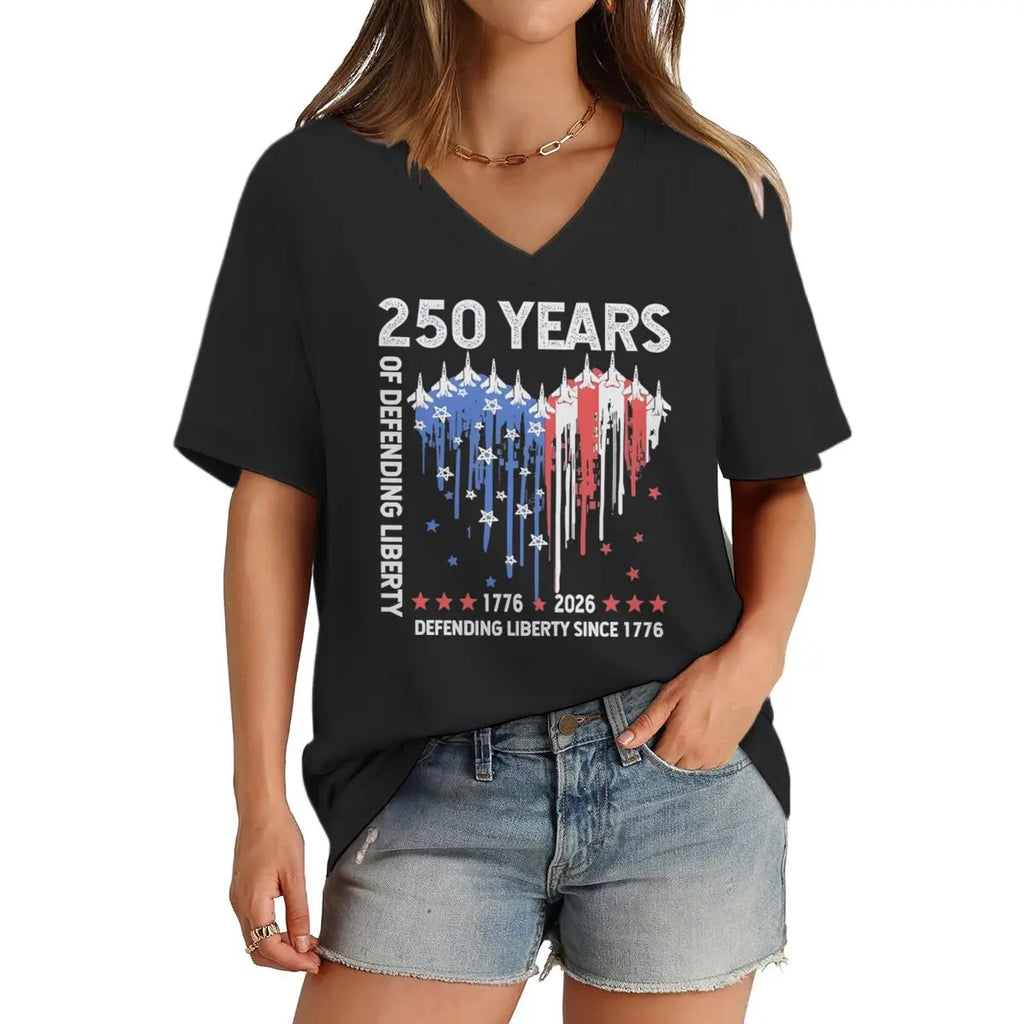 Fourth of July Shirt for Women 250th America Anniversary TShirt USA Flag Heart Design Graphic Tee Top Gift T-shirts