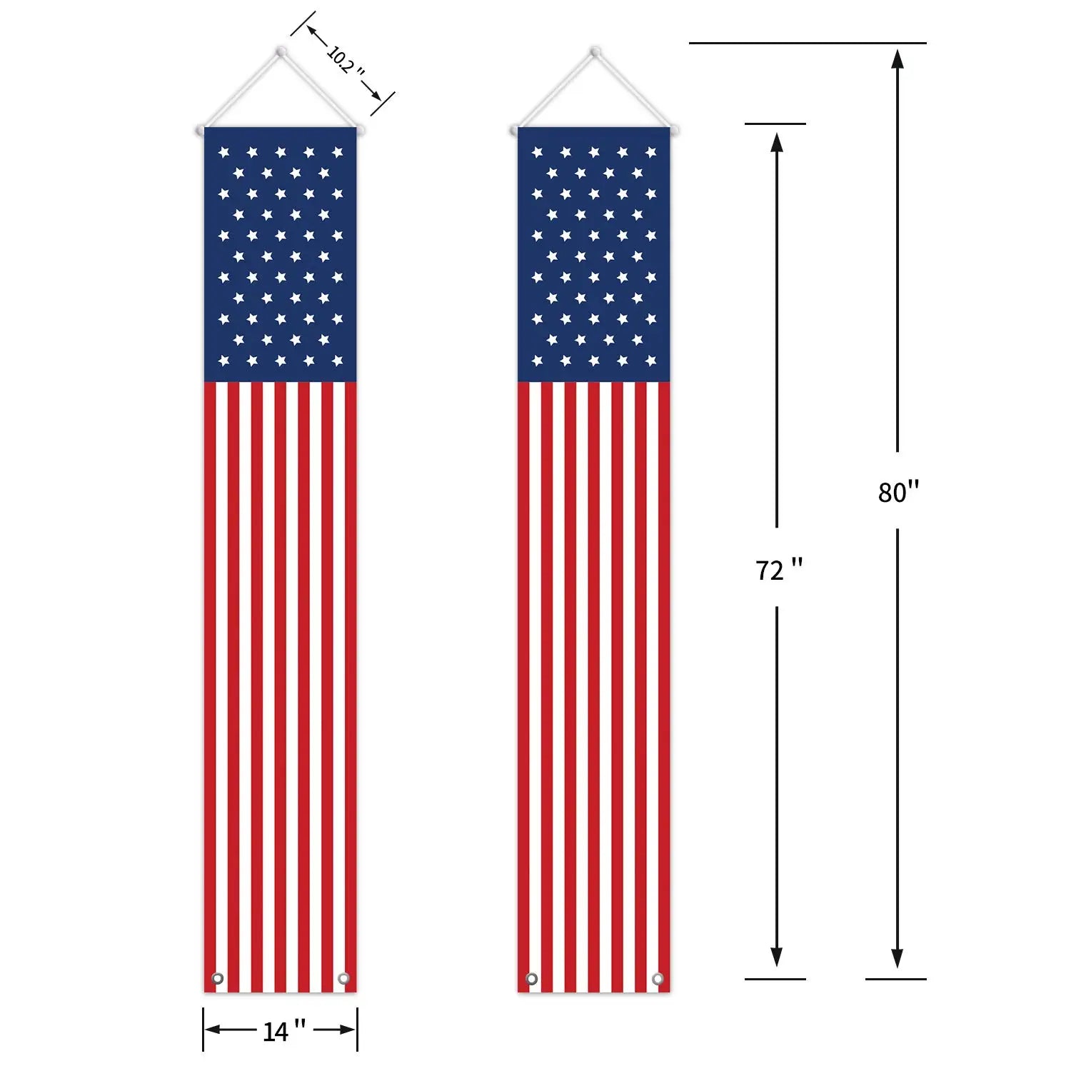 Fourth of July Outdoor Decorations - Hang American flag banners Stars and Stripes porch signs - Patriotic Memorial Day