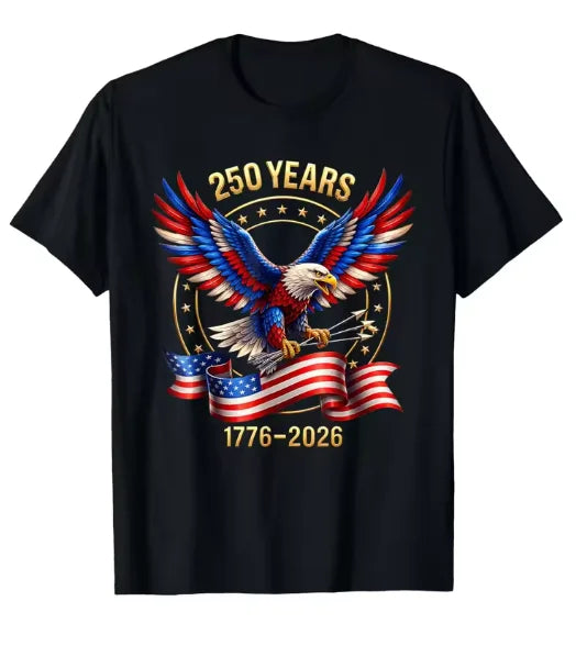 Patriotic Eagle and Flag 250 Years 1776-2026 4th of July T-Shirt for Men Women Couple T-shirt