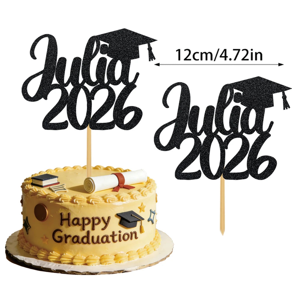 1pcs Customized graduation cake decorations for the Class of 2026, with customizable names, perfect for graduation parties decor