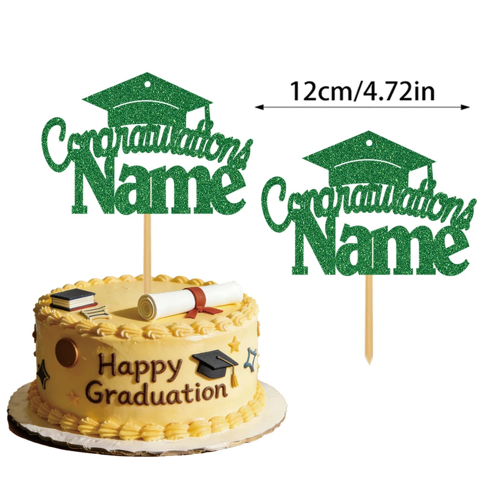 Personalized graduation cake decorations, customizable with your name, are the perfect choice for your 2026 graduation party.