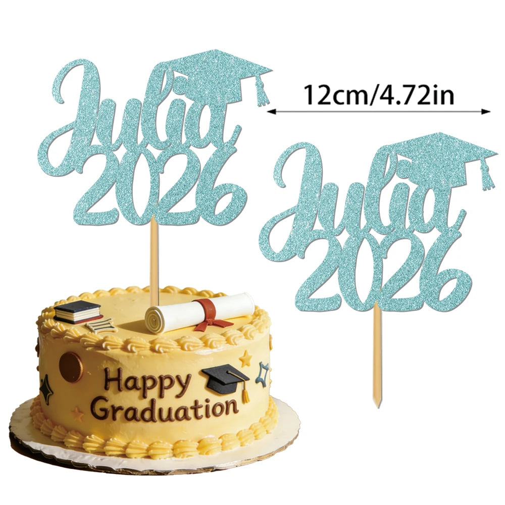 1pcs Customized graduation cake decorations for the Class of 2026, with customizable names, perfect for graduation parties decor