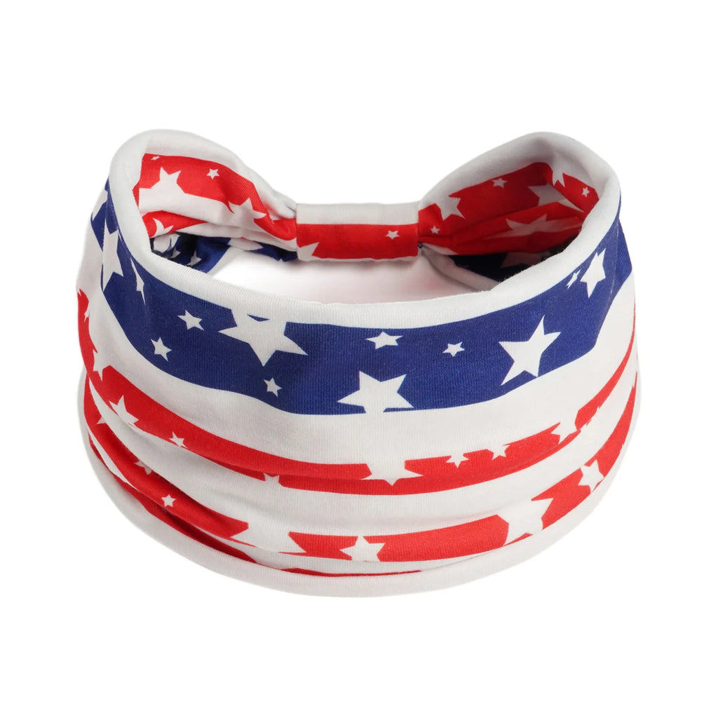 American Flag Headbands Women 4th of July Head Band Wide Turban Headwrap Red White and Blue Hairbands USA Patriotic Accessories