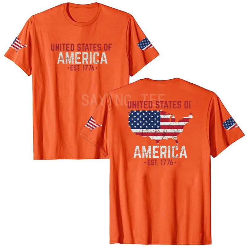 American Flag T-Shirt Men July 4th Patriotic USA Stars and Stripes Tee Defend The Police Sayings Graphic Tee Tops Men Clothing