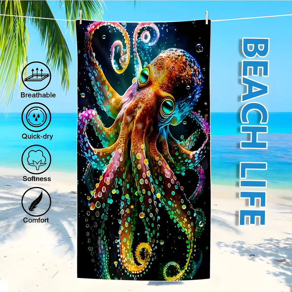 Colorful Octopus Beach Towel: Dive into Fun and Style! Suitable for towels, bath towels, beach towels