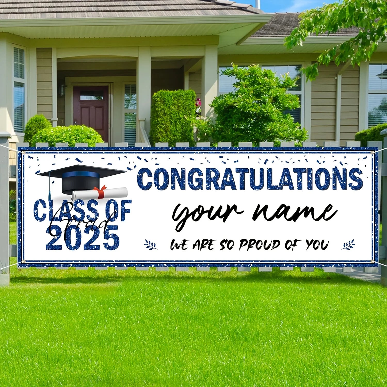 1pcs Graduation Decorats Congratulations Graduate Banner Class of 2025 Personalized Banner Yard Sign You Can DIY Your Name Gifts
