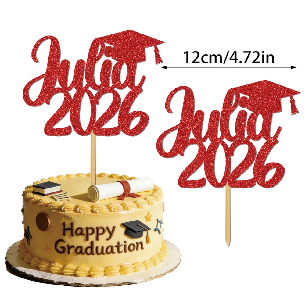 1pcs Customized graduation cake decorations for the Class of 2026, with customizable names, perfect for graduation parties decor