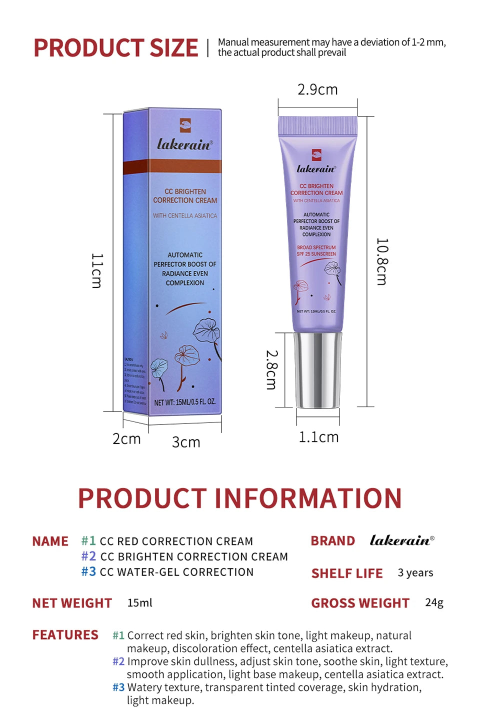 CC Cream erborian Korean Makeup High Coverage Foundation Foundation Cream for Face Base Makeup Color Changing Liquid Foundation