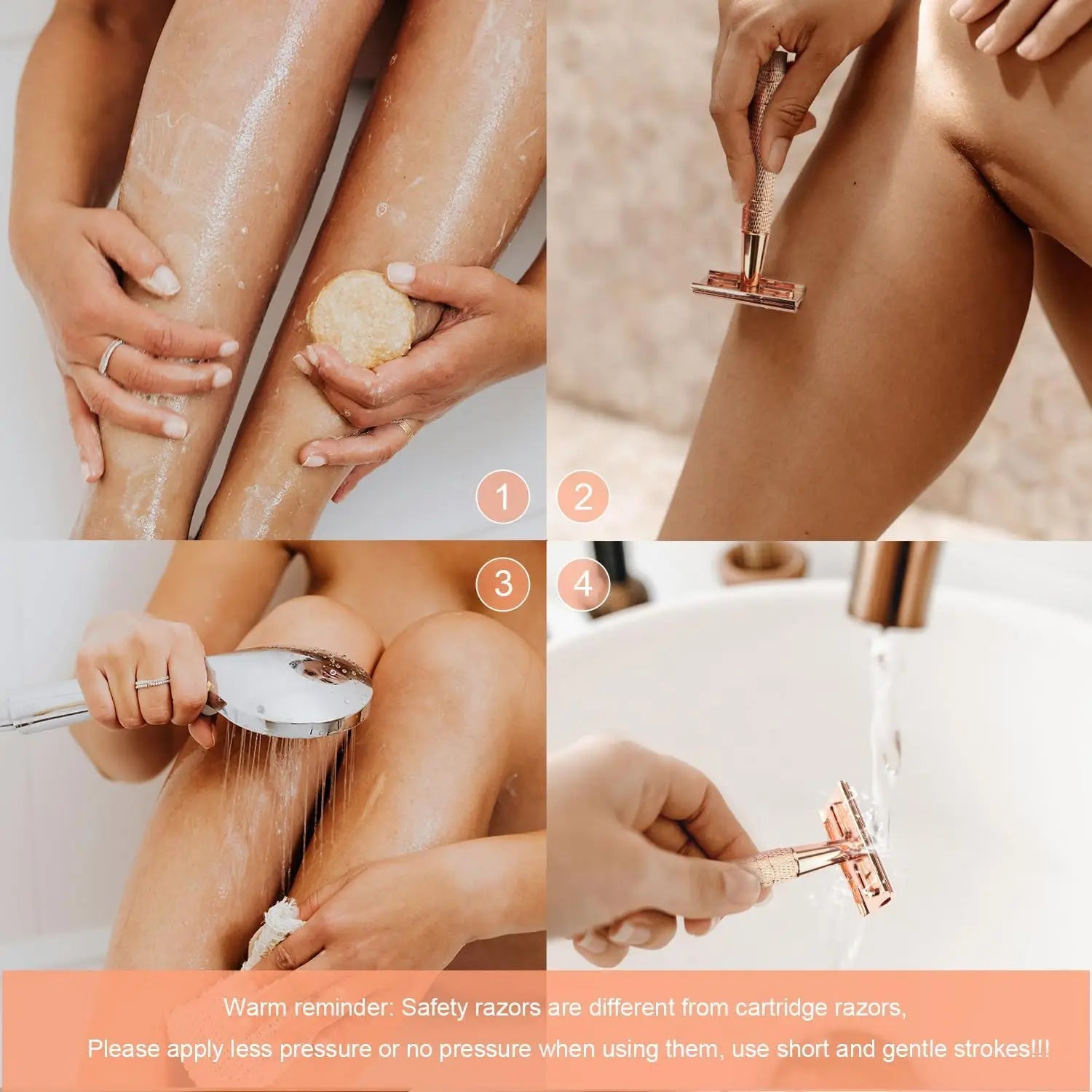 Double Edge Safety Razor for Women, with 10 pcs Safety Razor Blades Single Blade Razor Reusable Travel Essentials Women Razor